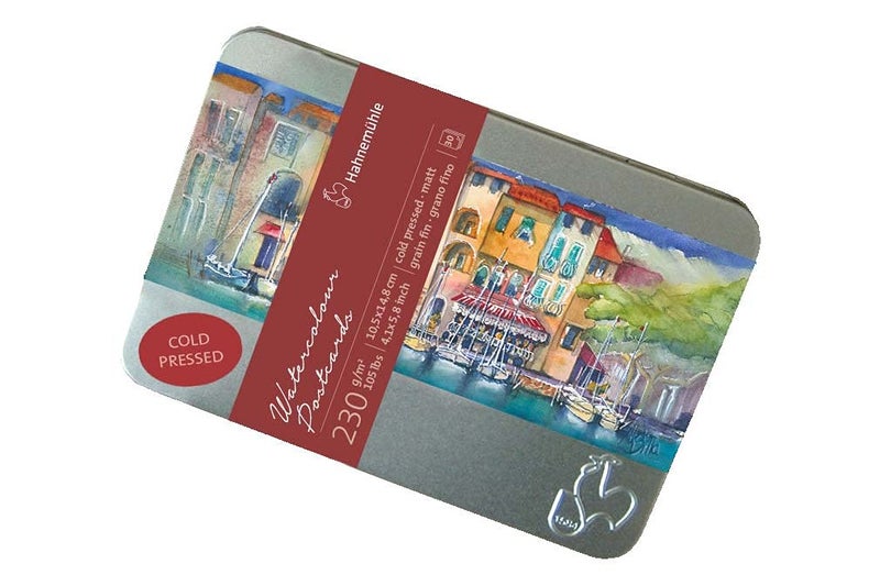 HahnemÃ¼hle Watercolor Postcard 230gsm Fine Texture Metal Case 10.5x14.8cm 30 fls - Image 1